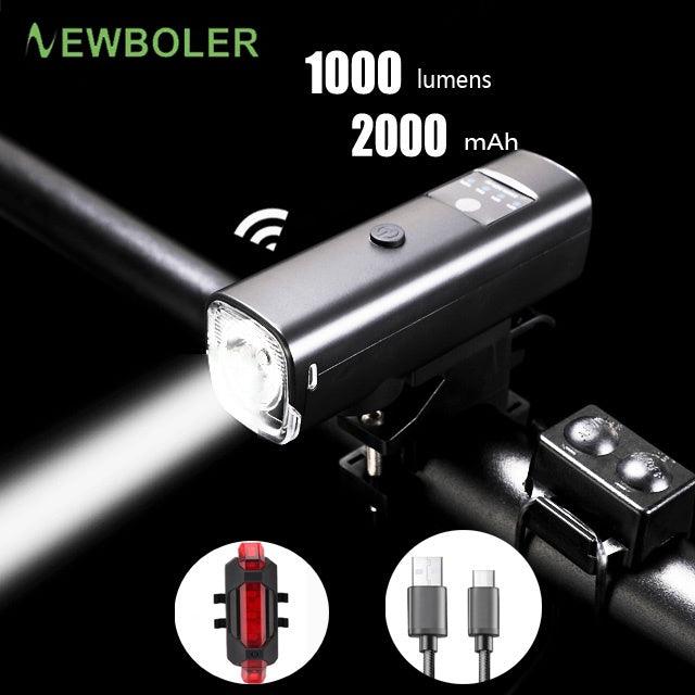 Newboler - Lanterna de Bicicleta 1000 Lumens com Sensor Inteligente e Resistência à Água