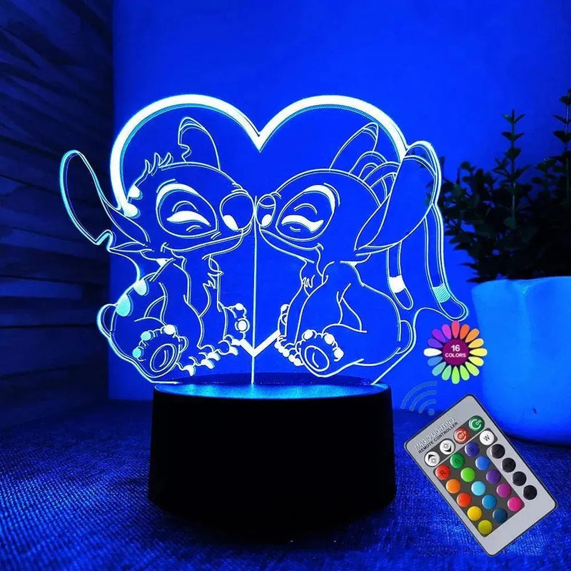 Luminaria Stitch - LED 3D Com Controle 16 Cores
