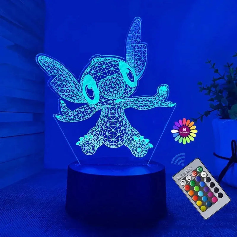 Luminaria Stitch - LED 3D Com Controle 16 Cores