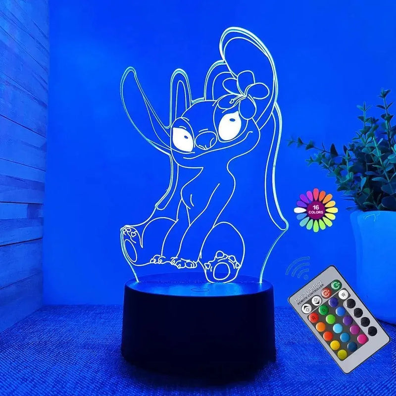 Luminaria Stitch - LED 3D Com Controle 16 Cores