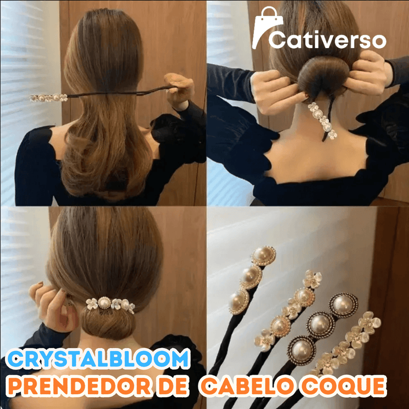 CrystalBloom - Prendedor de Cabelo para Coque - Kit com 3