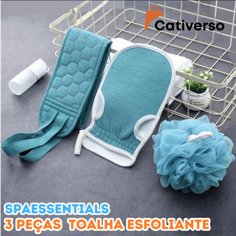 SpaEssentials -  Conjunto de 3 peças com toalha esfoliante