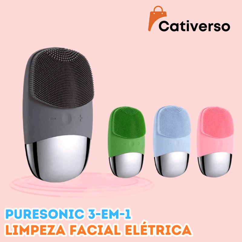 PureSonic 3 em 1 - Escova de limpeza facial elétrica