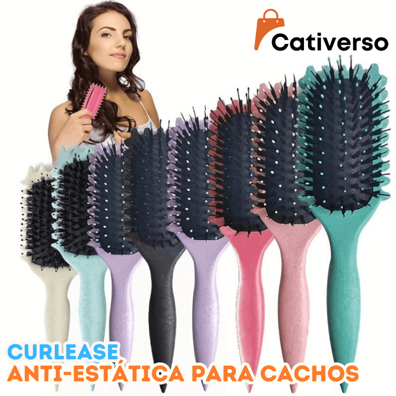 CurlEase - Escova Anti-Estática para Cachos