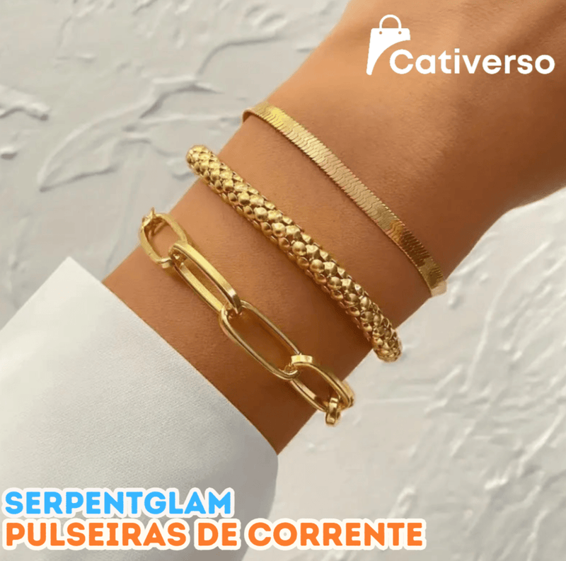 SerpentGlam - Conjunto de Pulseiras de Corrente