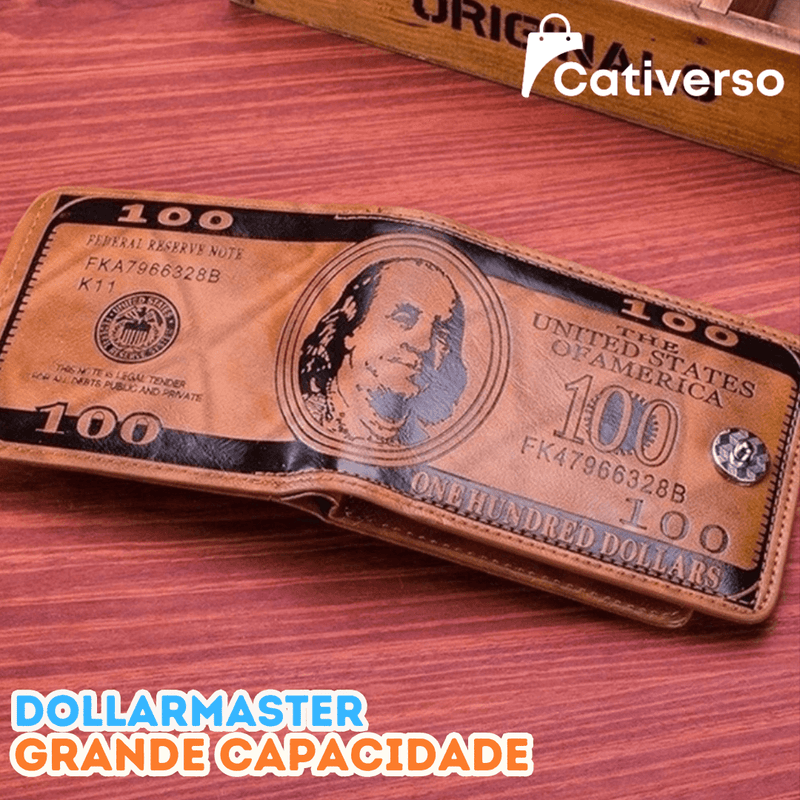 DollarMaster - Carteira Masculina de Couro com Design Padrão Dólar e Grande Capacidade