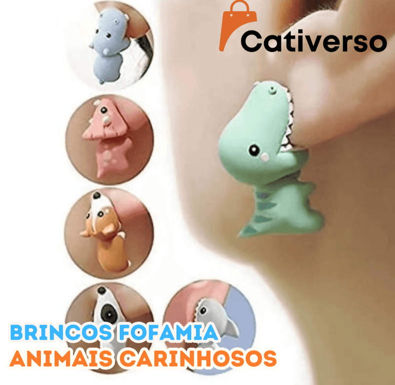 Brincos FofaMia - Animais Carinhosos - Kit com 3