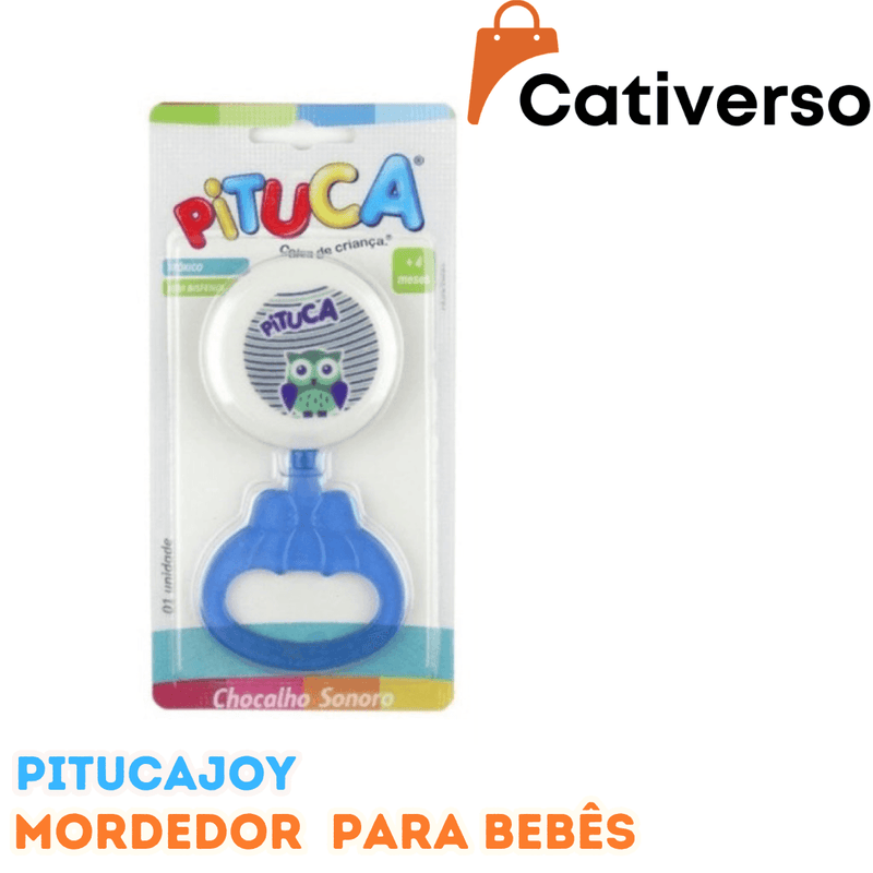 PitucaJoy - Chocalho com Efeitos Sonoros e Mordedor Massageador para Bebês